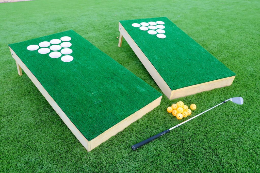 Golf Pong boards clubs and balls